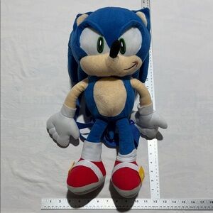 Sonic The Hedgehog Plush Backpack Mini Pocket Bag Straps 18” Tall